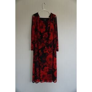 (NEW) Connected Apparel Red Floral Dress - Size 22W